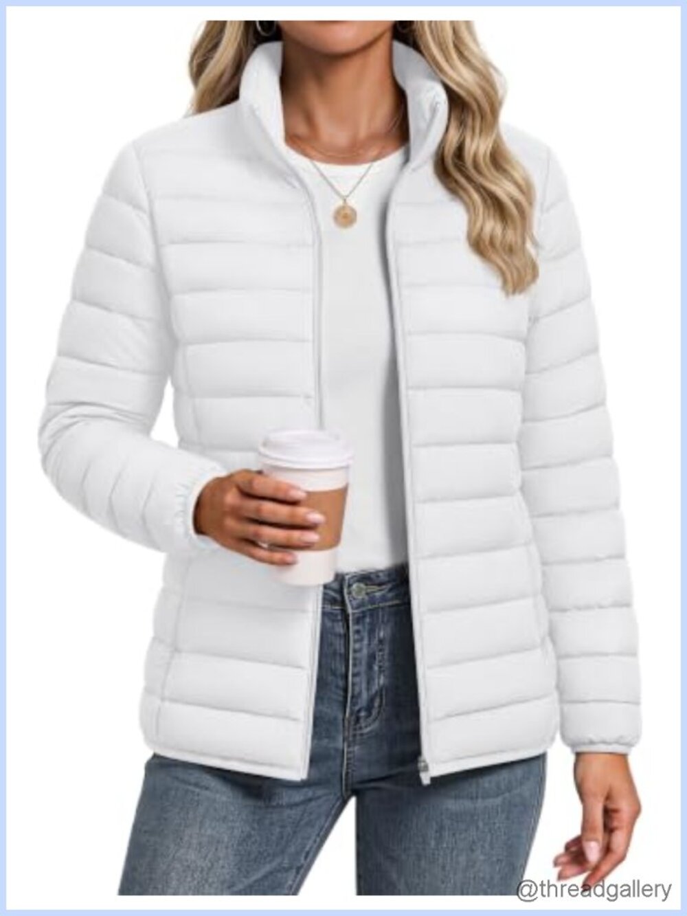 Women's Lightweight Puffer Jacket Quilted Winter Coat Zip Front